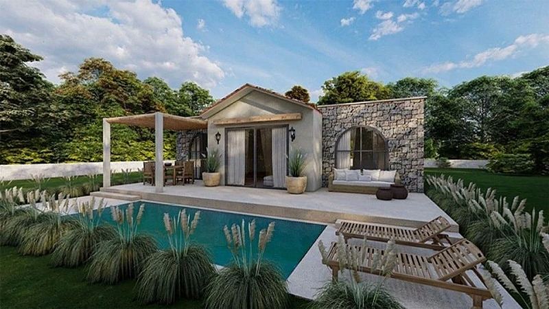 Bodrum Yalıçiftlik'te Havuzlu Şömineli Müstakil 4+1 Satılık Villa